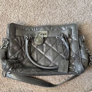 Michael Kors Quilted Metallic Gray Shoulder Bag